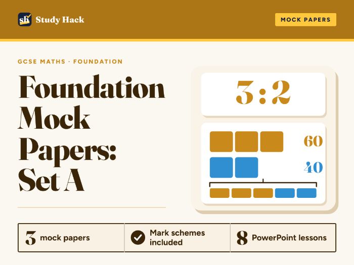GCSE Maths Foundation Mock Papers Set A (3 Papers and Worked Mark Schemes)