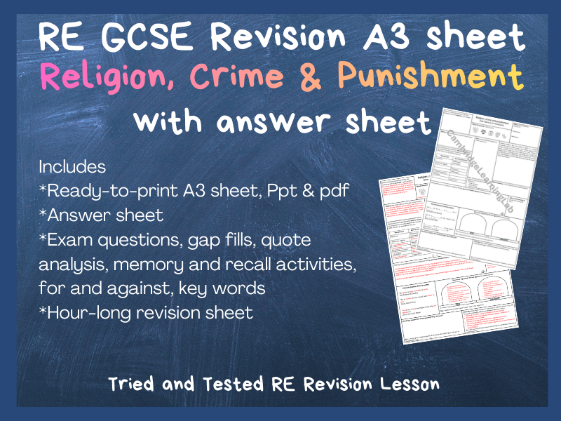 RE GCSE Theme: Crime & Punishment Revision A3 Sheet | Printable with answers, hour-long lesson
