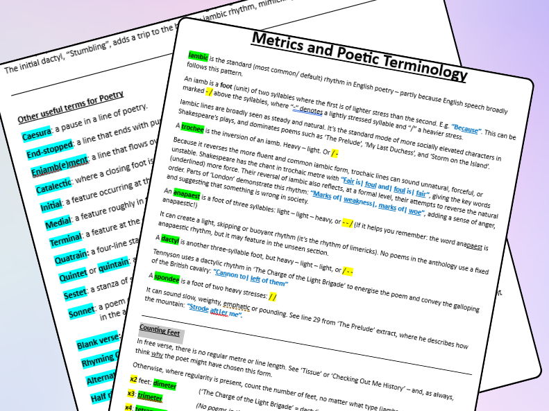 Metrics and Poetic Terminology