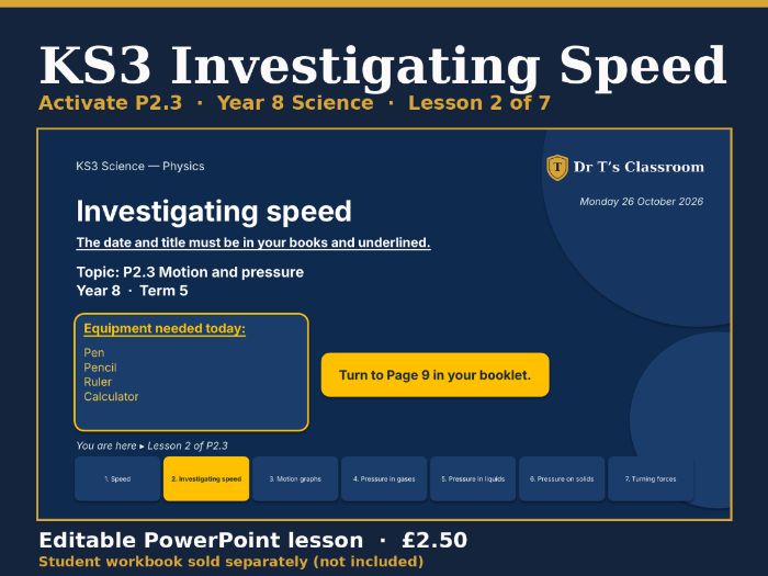 KS3 Activate P2.3 Speed: Investigating Speed