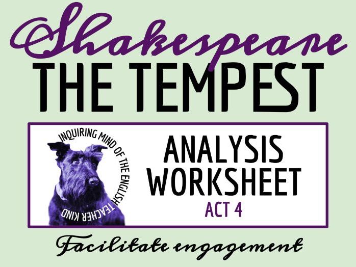 The Tempest Act 4 Scene 1 Close Reading Analysis Worksheet