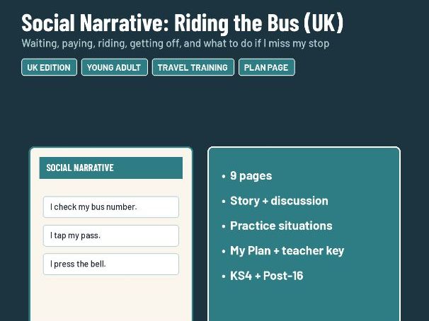 Social Narrative: Riding the Bus - SEND KS4 Post-16 Travel Training (UK)