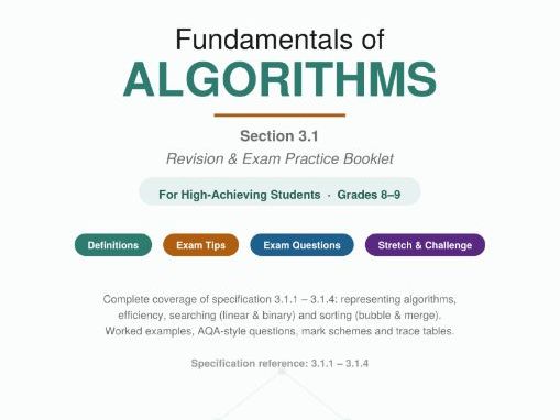 AQA GCSE Computer Science (8525) 3.1 Fundamentals of Algorithms + Mark Scheme