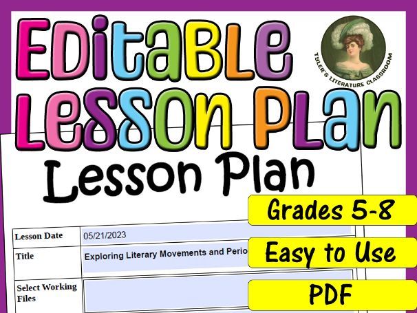 Literary Movements and Periods : Editable Lesson Plan for Middle School
