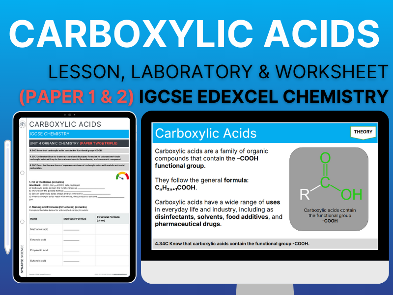 Carboxylic Acids (Triple) – Lesson & Worksheet – Unit 4 – IGCSE Chemistry