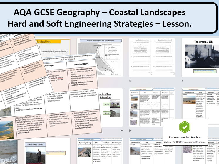 AQA GCSE Geography – Coastal Landscapes Hard and Soft Engineering Strategies – Lesson.