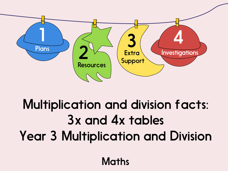Multiplication/Division facts 3x and 4x tables Year 3 Teaching