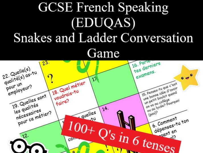 French GCSE Speaking Snakes and Ladders Teaching Resources