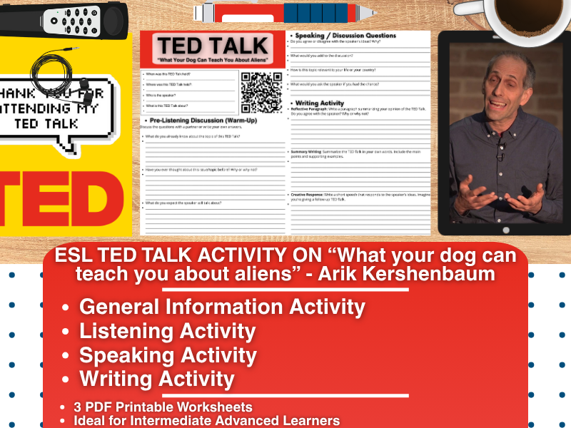 ESL TED Talk Activity Worksheets - What your dog can teach you about aliens - Arik Kershenbaum