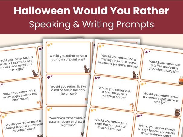 Halloween Would You Rather Cards | Speaking and Writing Prompts