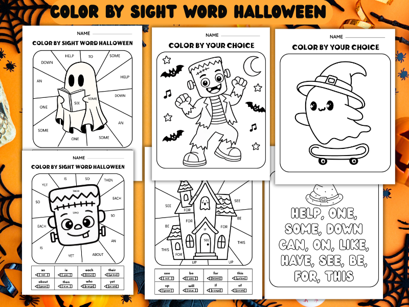color by sight word Halloween