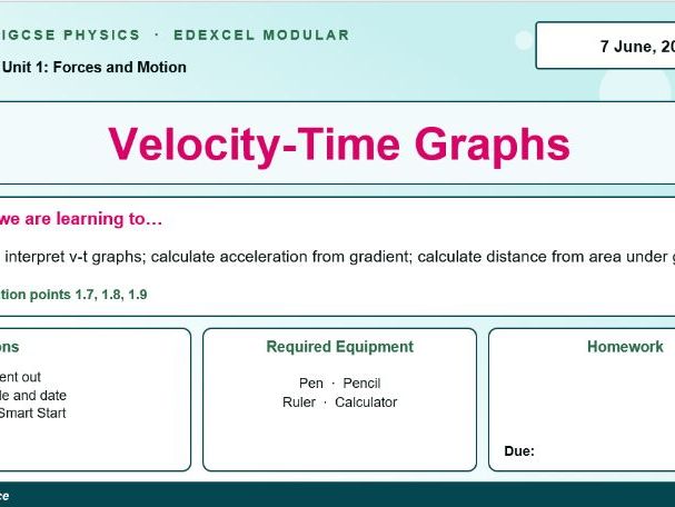 IGCSE Physics: Velocity-Time Graphs | Edexcel Modular | Unit 1 | L6