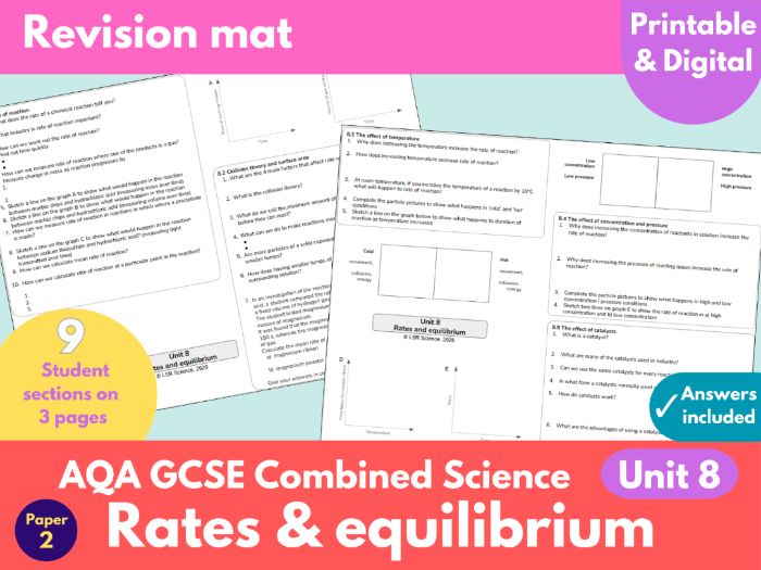 Rates and Equilibrium Revision Mat AQA GCSE Combined Science (Trilogy): Spec 5.6 (C8)