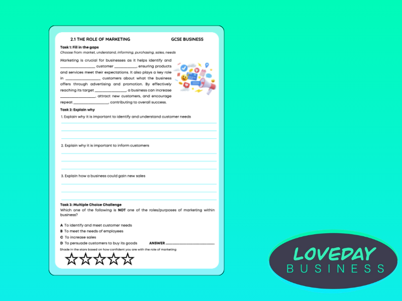 GCSE Business Role of Marketing