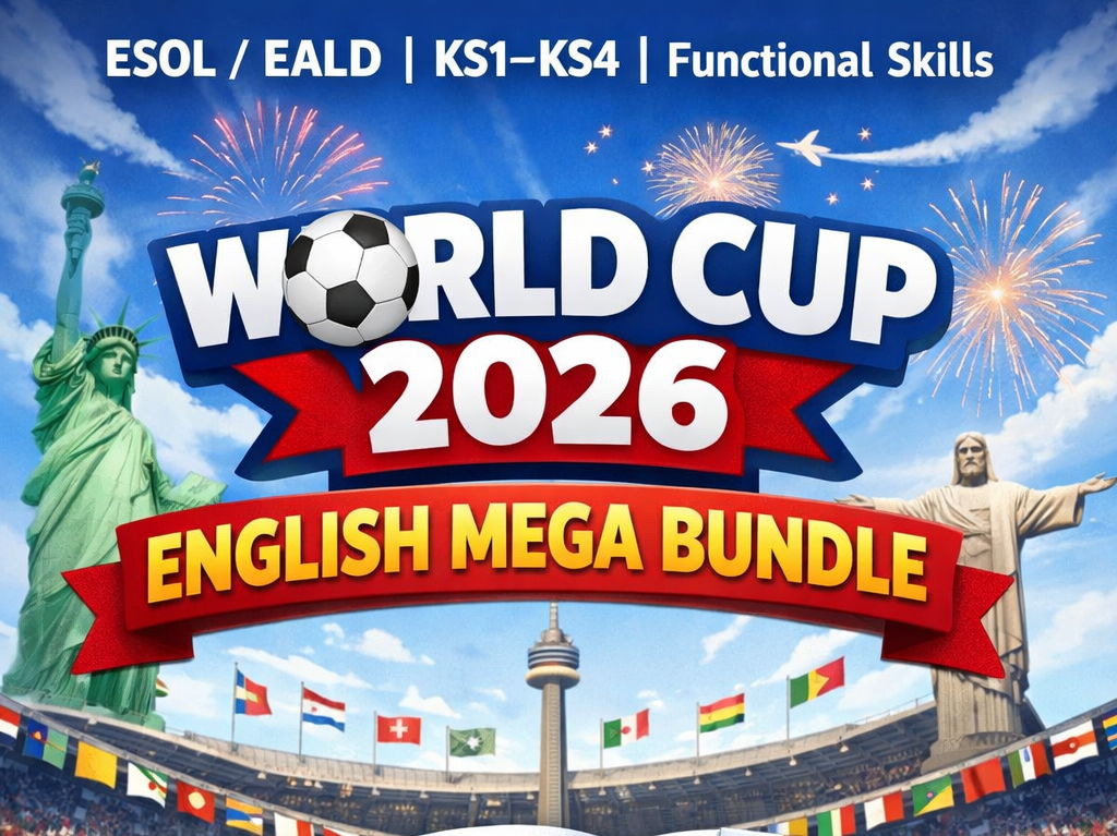 World Cup 2026 English Mega Bundle – ESOL/EALD, KS1–KS4 & Functional Skills (Reading, Writing, Vocabulary & Grammar · Printable)
