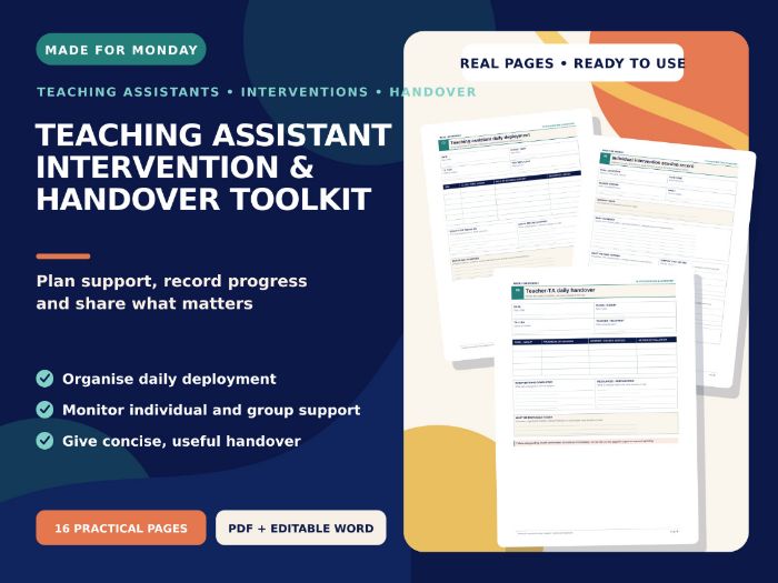 Teaching Assistant Intervention & Handover Toolkit