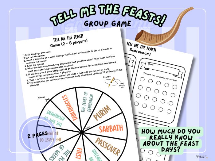 Tell me the feast! Group Game Feast Of YHWH Biblical Printables To Organise The Feasts Yom Teruah