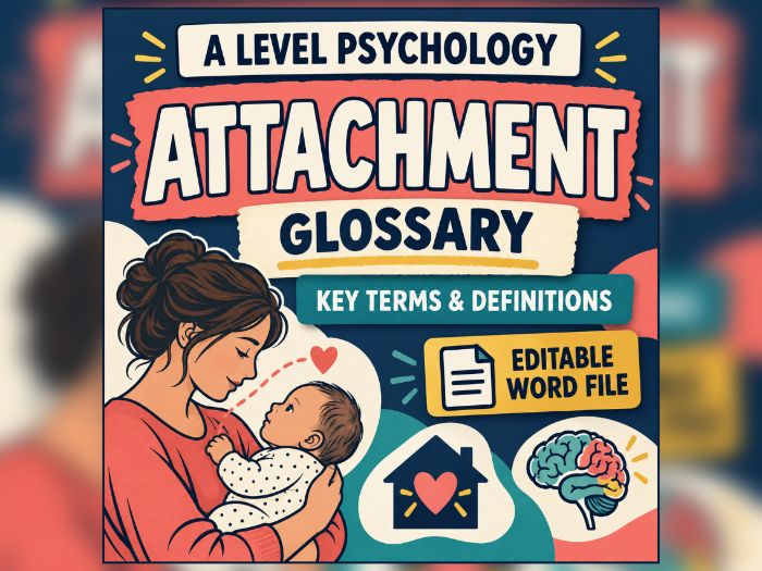 AQA A-Level Psychology Attachment Glossary | Key Terms & Definitions | Editable Revision Resource