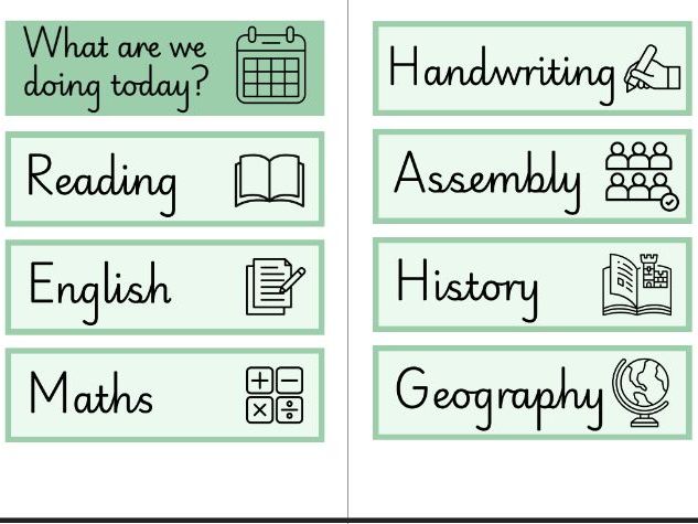 Editable Visual Timetable - Green