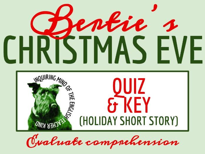 "Bertie's Christmas Eve" by Saki Quiz and Answer Key | Holiday Reading Comprehension Questions