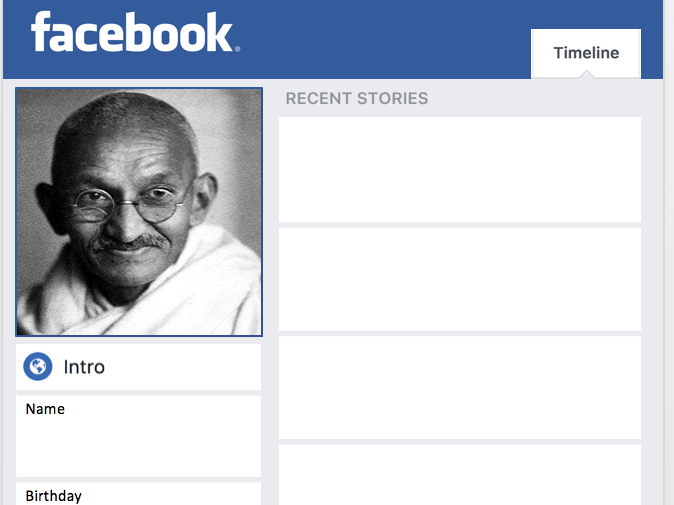 Martin Luther king and Gandhi Facebook profiles