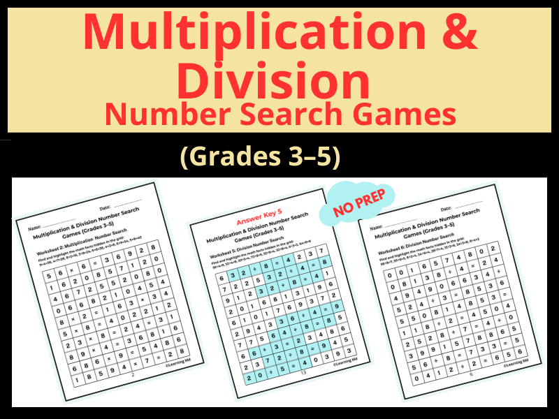 Multiplication & Division Number Search Games (Grades 3–5)