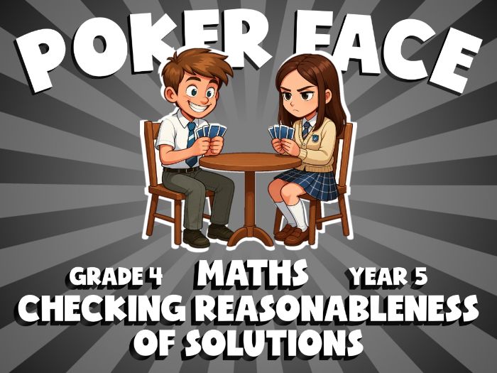 Checking Reasonableness of Solutions POKER FACE Maths Game | No-Prep Year 5 Review Activity