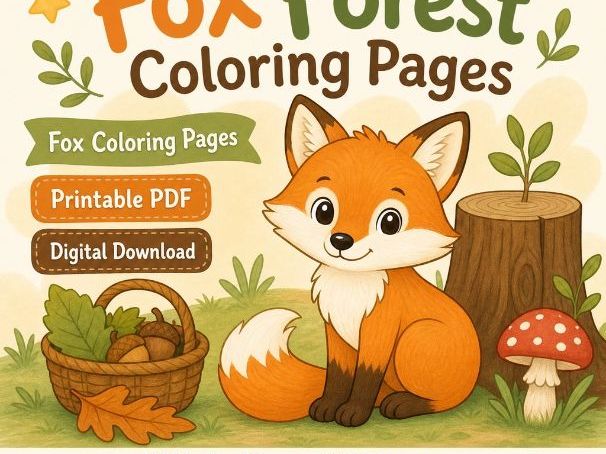 Fox Forest Coloring Pages | Fox Coloring Pages | Printable PDF | Digital Download