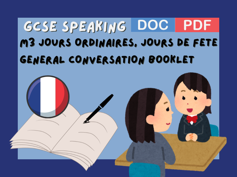 French GCSE - Studio Higher - Module 3: Jours Ordinaires, Jours de fete - Controle Oral Booklet