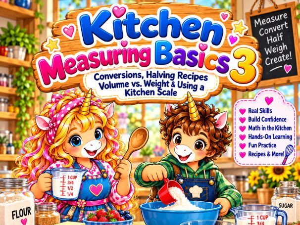 Kitchen Measuring Basics 3 Printable | Cooking Math for Kids | Measurement Conversions, Fractions, H