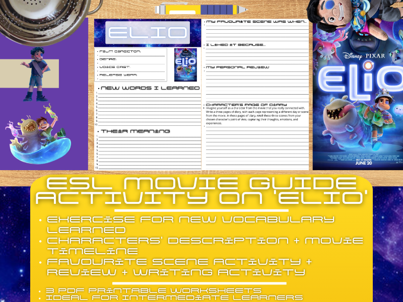 ESL Movie Guide Worksheets on "Elio" - Animated Film