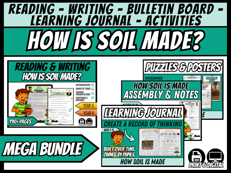 How Is Soil Made? | Mega Bundle | Science + ELA, Journal & Bulletin Board+