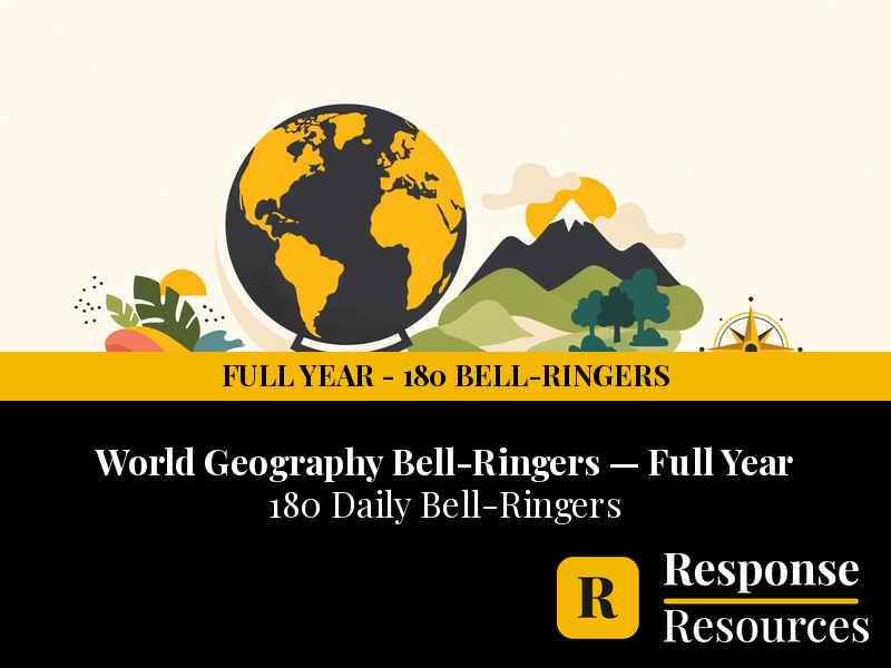 World Geography Bell Ringers FULL YEAR - 180 Daily Warm-Ups (Grades 6-12)
