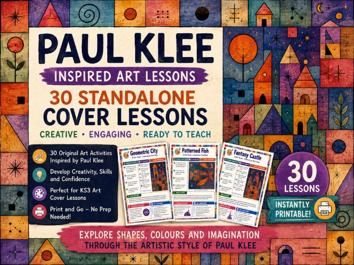 Paul Klee Art Worksheets – 30 KS3 Art Cover Lessons | Artist Study Activities