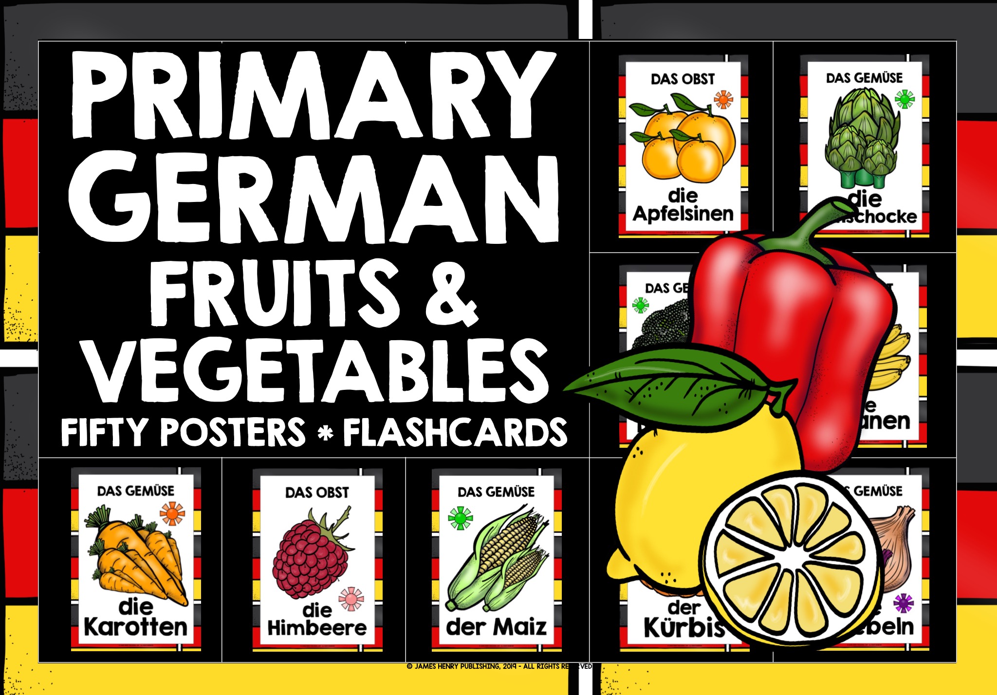 PRIMARY GERMAN FRUITS & VEGETABLES POSTERS FLASHCARDS Teaching Resources