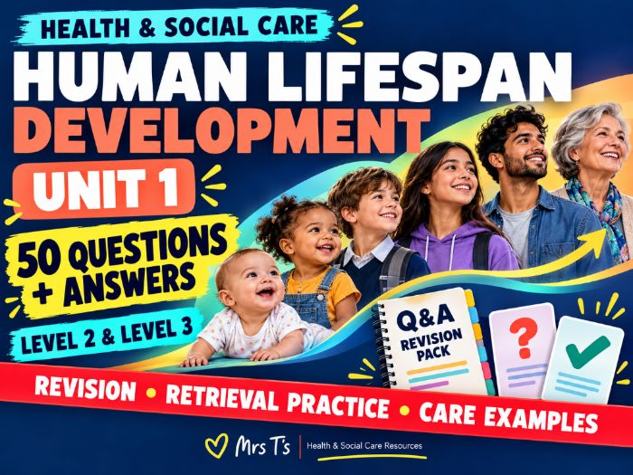 Unit 1 Human Lifespan Development – 50 Revision Questions with Answers & Theorists (Health & Social