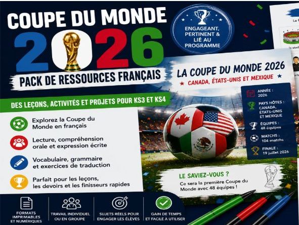 Best World Cup 2026 French Resource Pack | KS3 & KS4