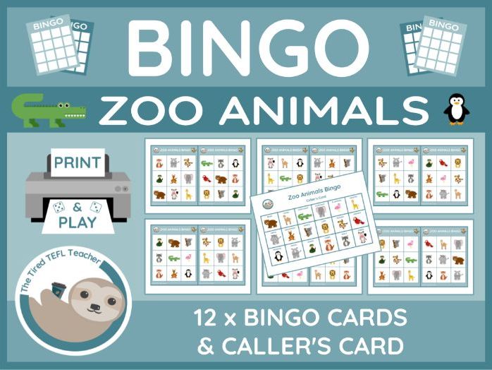 ESL Zoo Animals Bingo