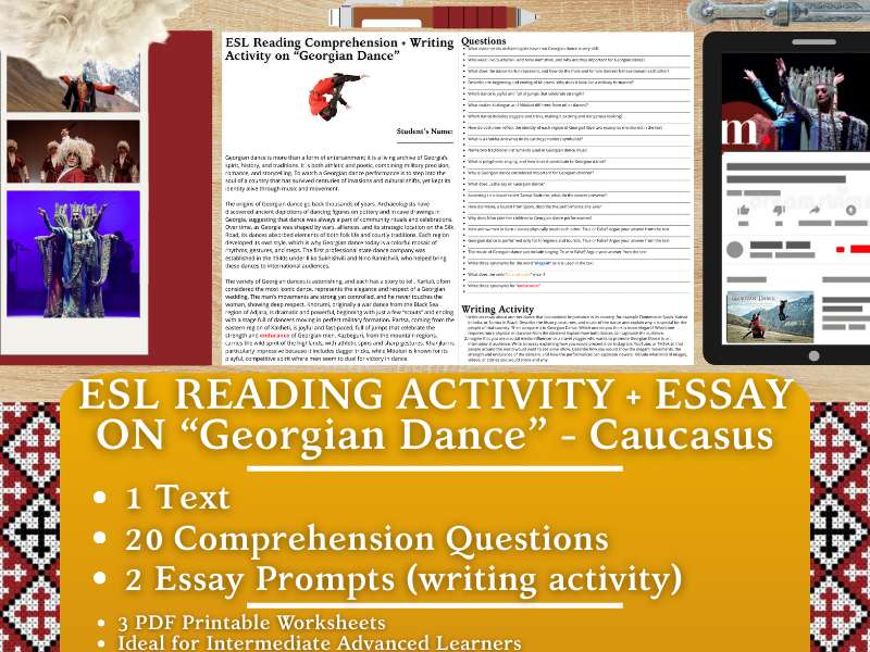 ESL Reading Comprehension + Writing Activity - Georgian Dance - Caucasus