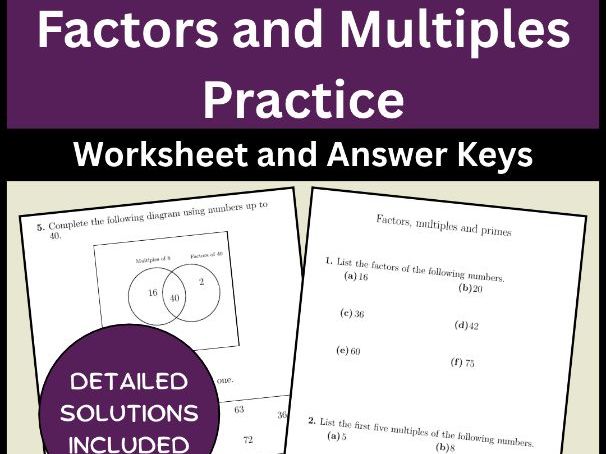Factors and Multiples Practice Worksheet and Answer Keys