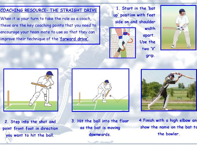 Cricket front foot drive/hexagon cricket resource-Ideal for interview/observation lessons