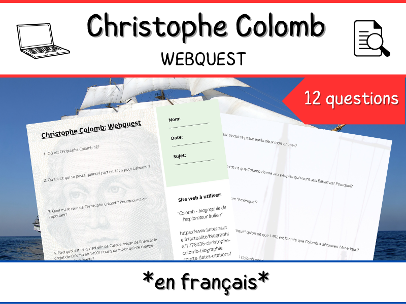 Christophe Colomb Webquest **en français**- History and Explorers