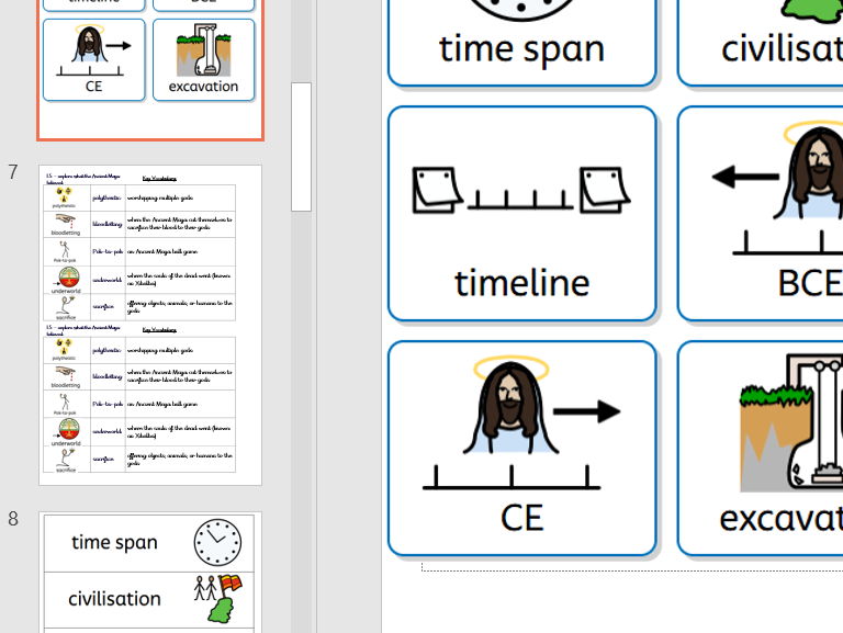 Year 5 History Ancient Maya Civilisation widgit Key Vocabulary