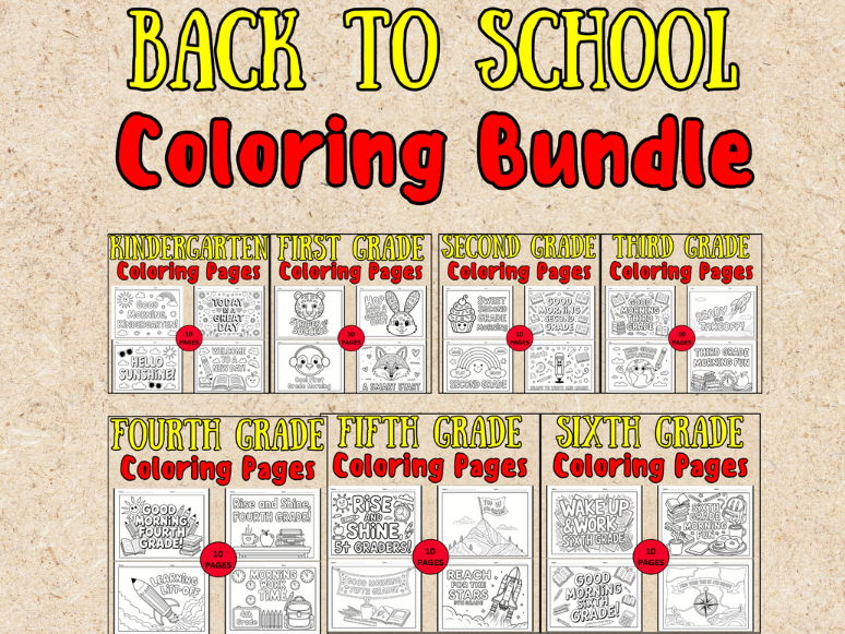 Back to School Morning Work Coloring Bundle – Grades K-6 No Prep Activities