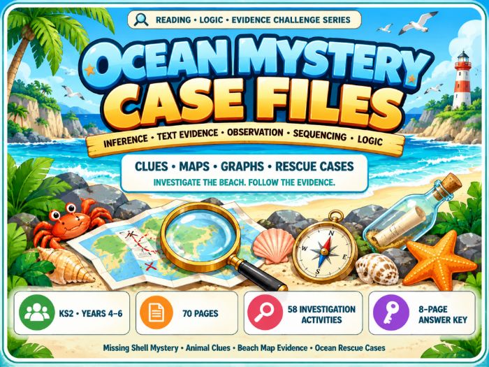 Ocean Mystery Case Files | KS2 Reading, Logic & Evidence | 70 Pages