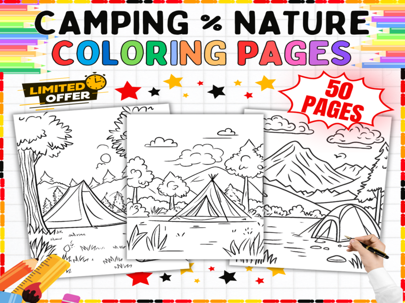 Camping and Nature Colouring Pages | 50 Printable Outdoor Adventure Worksheets & Activities