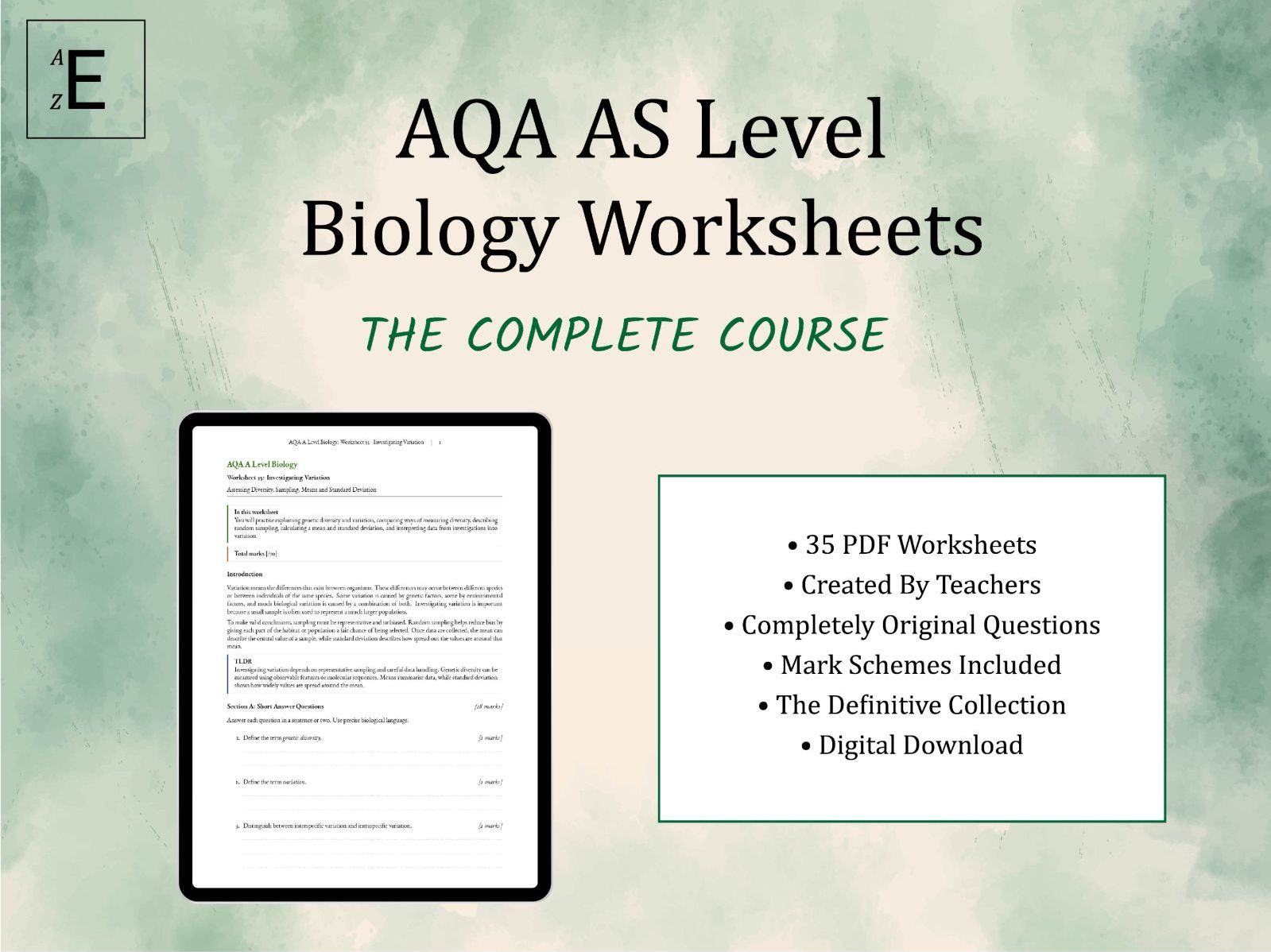 AQA AS Level Biology Worksheets - The Complete Course