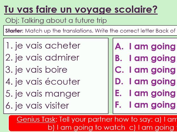 Dynamo 2 Rouge: Module 2. Unit 4, Tu vas faire un voyage scolaire?