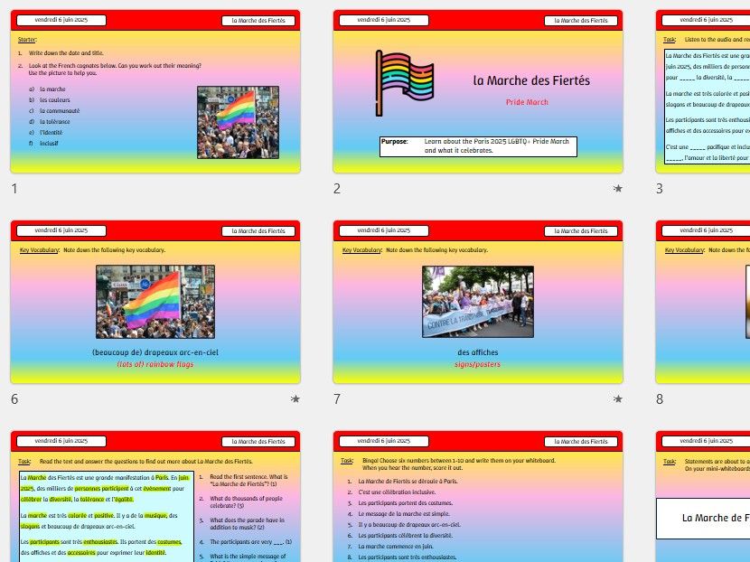 French: La Marche de Fiertés (Paris Pride March) - LGBTQ+ Month [CfE Level 2-3]