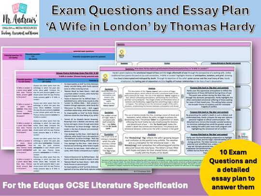 'A Wife in London' GCSE Exam Questions and Essay Plan